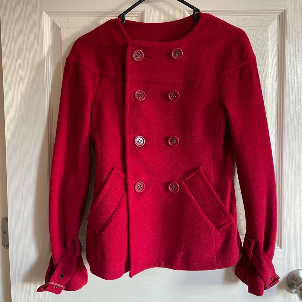 BCBG Maxazria Red jacket XXS, fits like XS, very warm, excellent condition